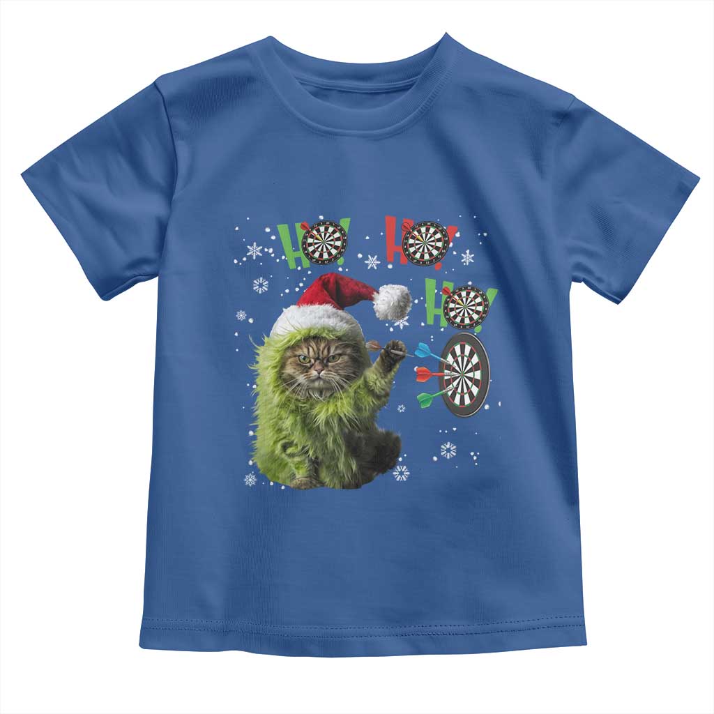 Funny Cat Throwing Dart Ho Ho Ho Toddler T Shirt Christmas Gift For Dart Player TS12 Royal Blue Print Your Wear