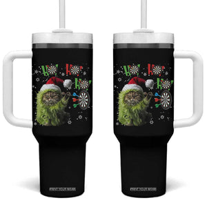 Funny Cat Throwing Dart Ho Ho Ho Tumbler With Handle Christmas Gift For Dart Player TS12 One Size: 40 oz Black Print Your Wear