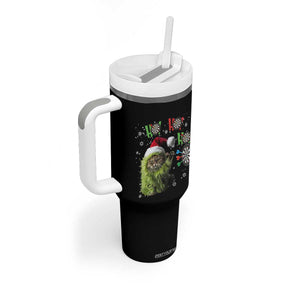 Funny Cat Throwing Dart Ho Ho Ho Tumbler With Handle Christmas Gift For Dart Player TS12 Print Your Wear