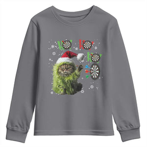 Funny Cat Throwing Dart Ho Ho Ho Youth Sweatshirt Christmas Gift For Dart Player TS12 Charcoal Print Your Wear