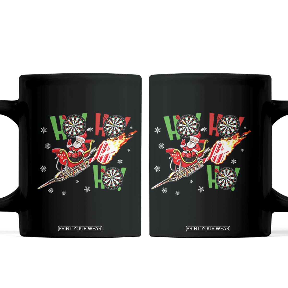 Christmas Dart Game Coffee Mug Funny Ho Ho Ho Dart Player Holiday Gift TS12 Black Print Your Wear