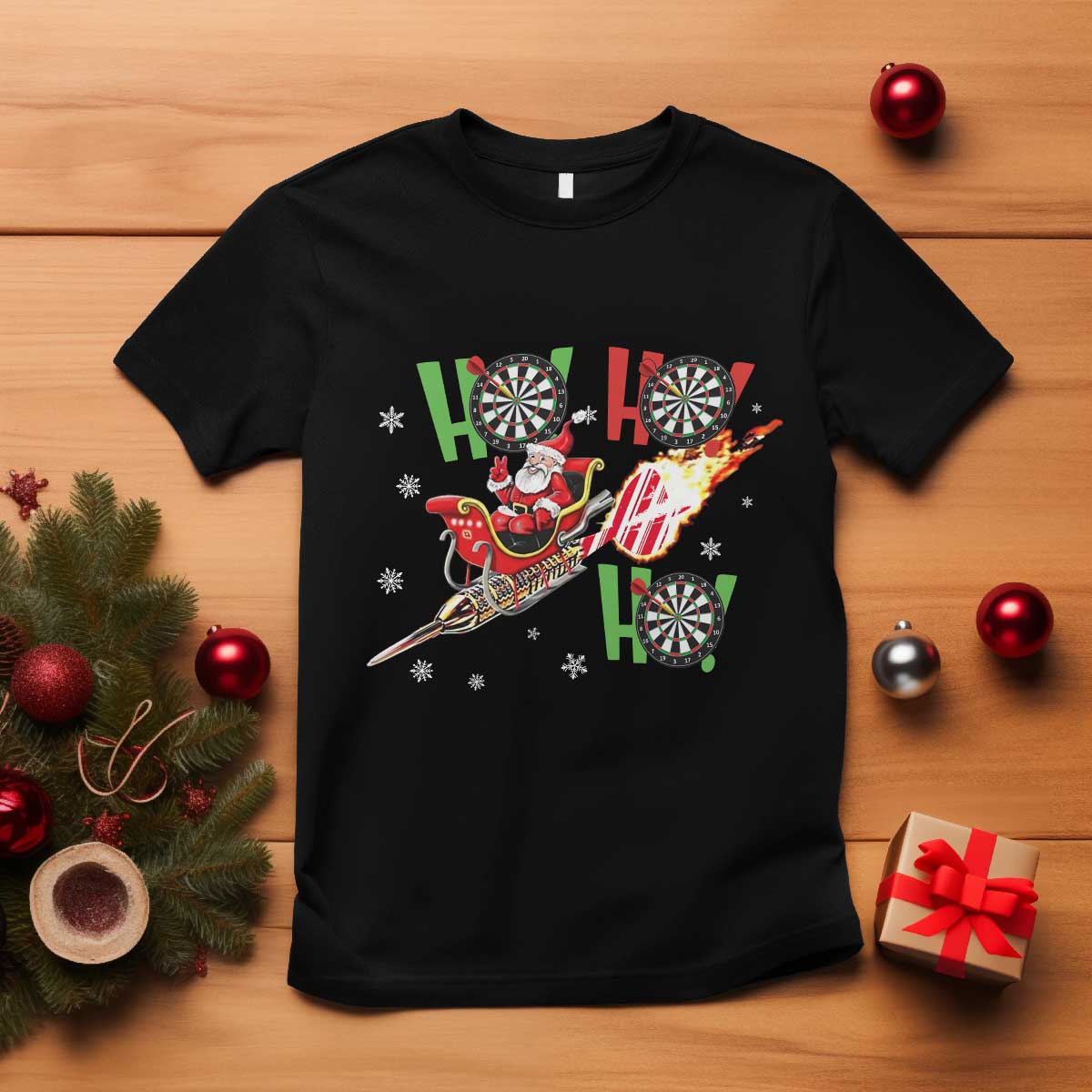 Christmas Dart Game T Shirt Funny Ho Ho Ho Dart Player Holiday Gift TS12 Black Print Your Wear