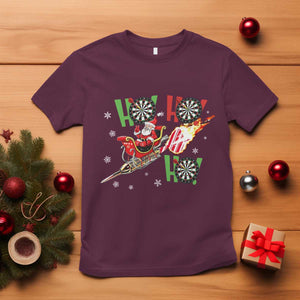 Christmas Dart Game T Shirt Funny Ho Ho Ho Dart Player Holiday Gift TS12 Maroon Print Your Wear