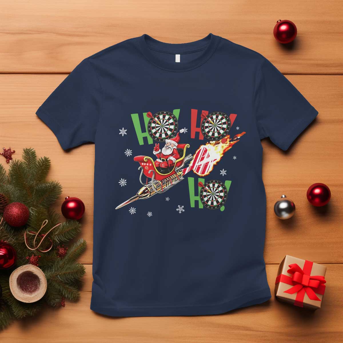 Christmas Dart Game T Shirt Funny Ho Ho Ho Dart Player Holiday Gift TS12 Navy Print Your Wear