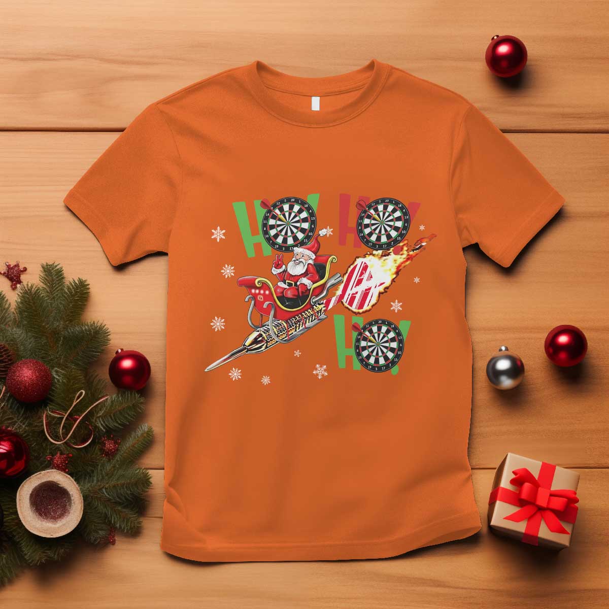 Christmas Dart Game T Shirt Funny Ho Ho Ho Dart Player Holiday Gift TS12 Orange Print Your Wear