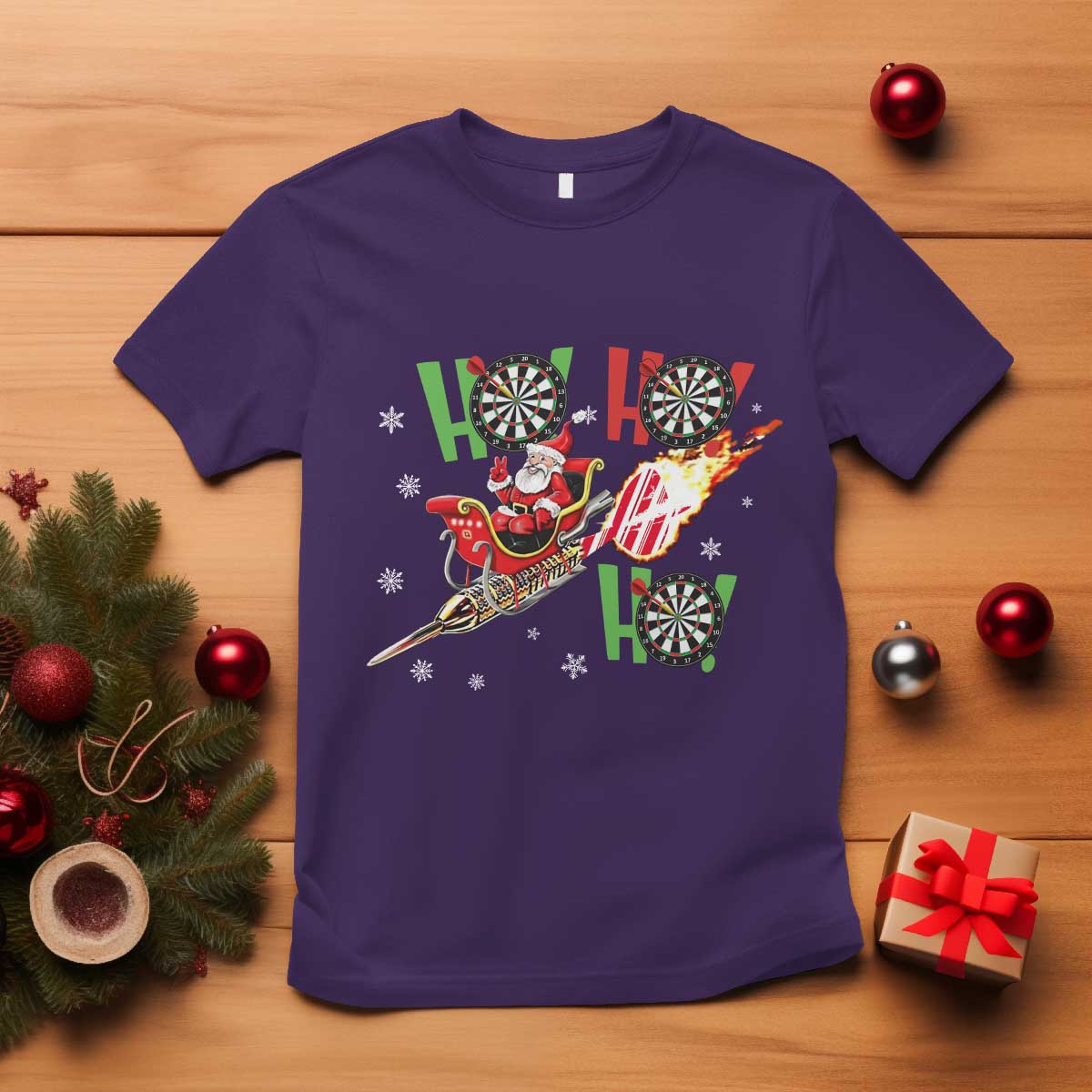 Christmas Dart Game T Shirt Funny Ho Ho Ho Dart Player Holiday Gift TS12 Purple Print Your Wear