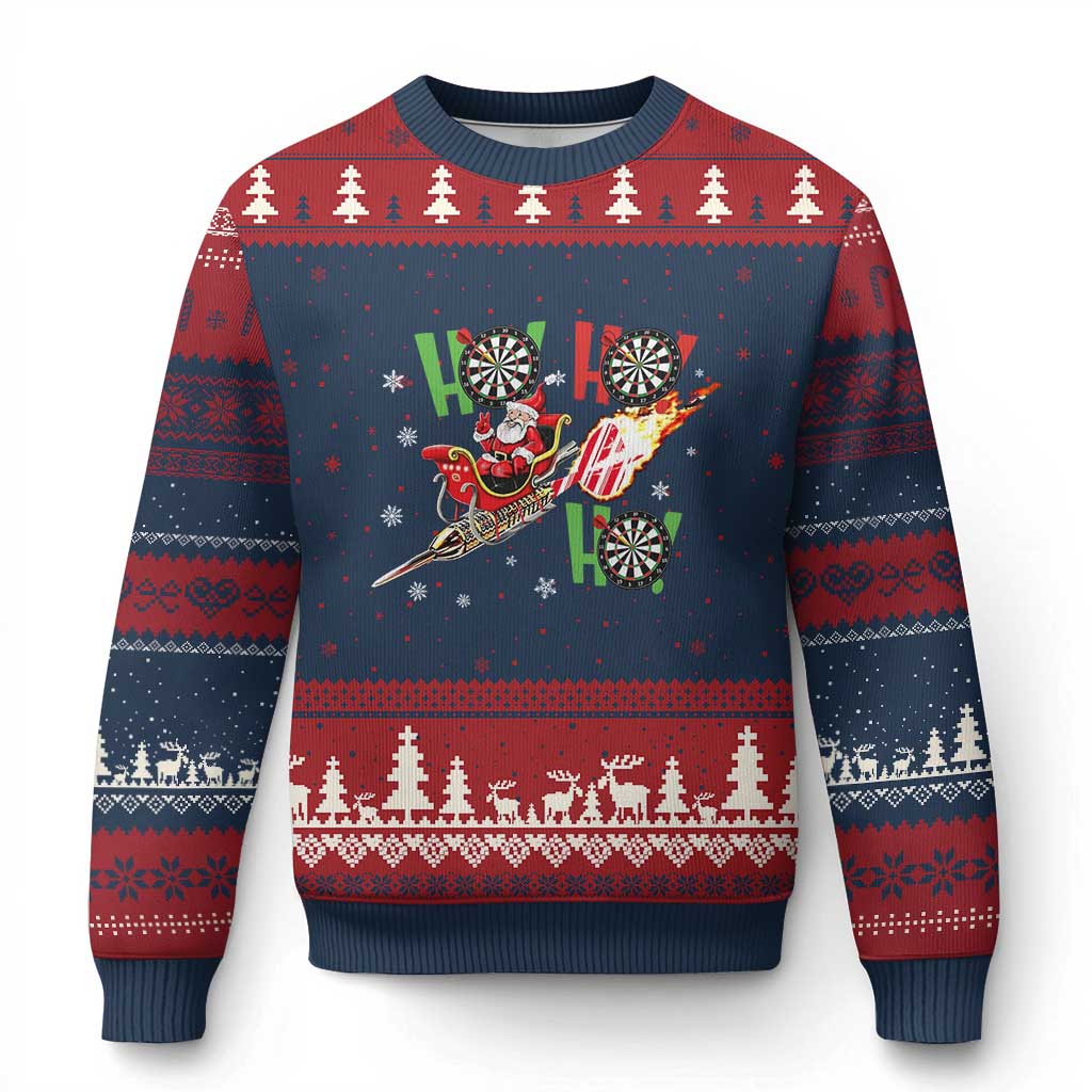 Xmas Dart Game Ugly Christmas Sweater Funny Ho Ho Ho Dart Player Holiday Gift TS12 Navy Red Print Your Wear