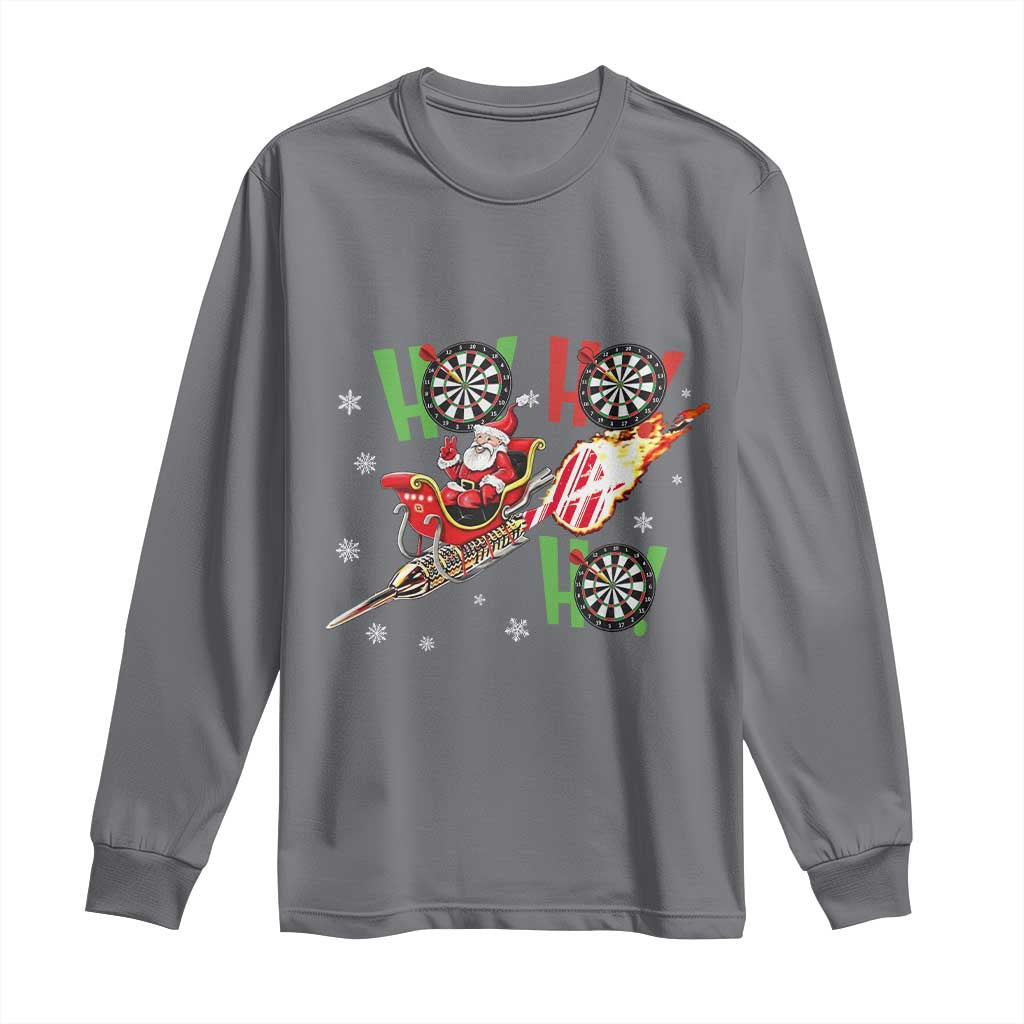 Christmas Dart Game Long Sleeve Shirt Funny Ho Ho Ho Dart Player Holiday Gift TS12 Charcoal Print Your Wear