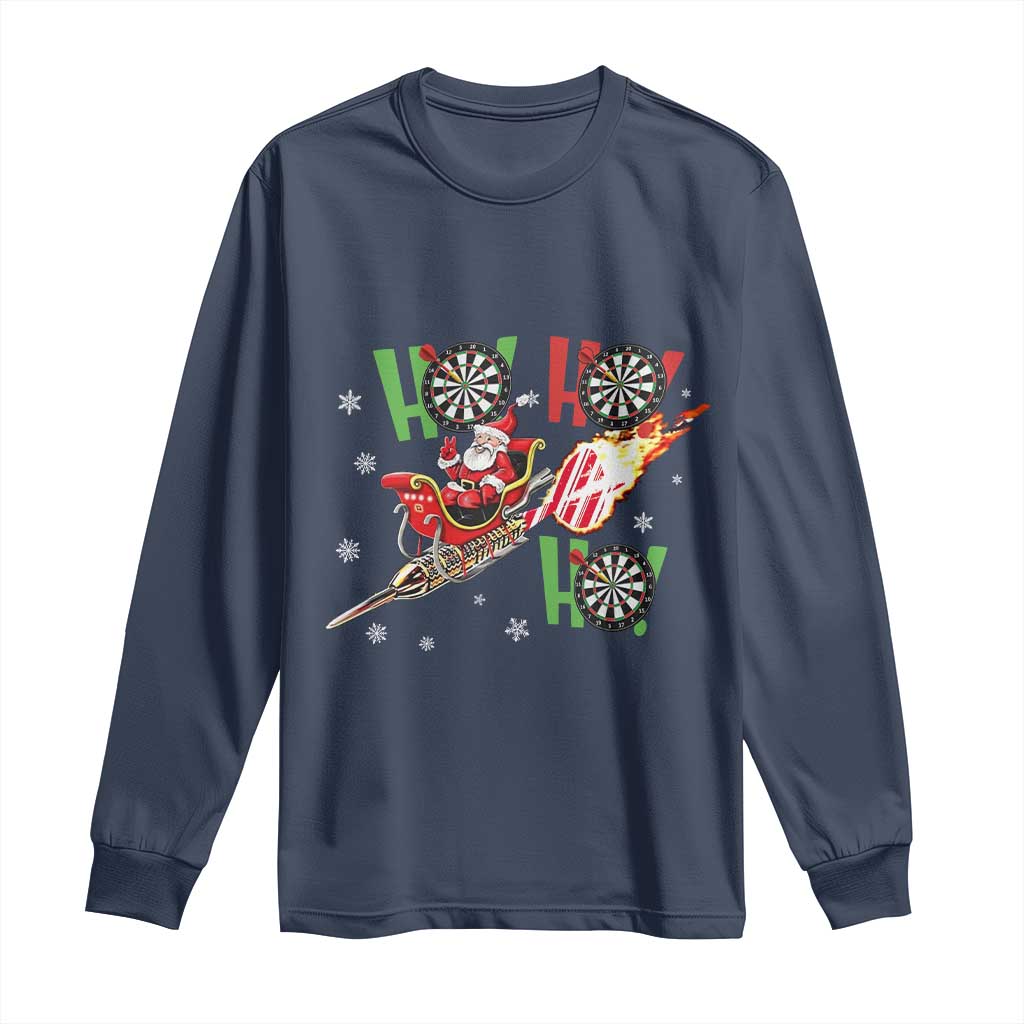 Christmas Dart Game Long Sleeve Shirt Funny Ho Ho Ho Dart Player Holiday Gift TS12 Navy Print Your Wear
