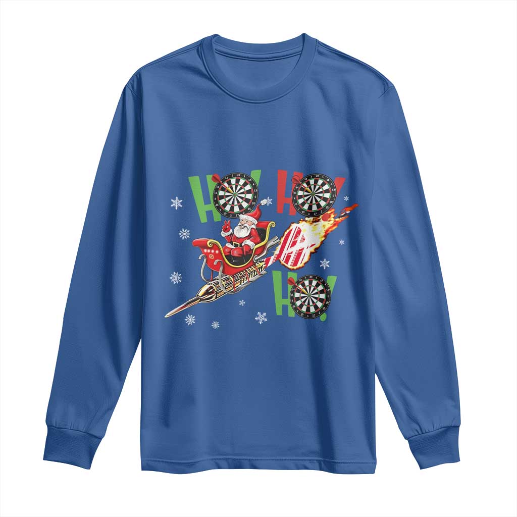 Christmas Dart Game Long Sleeve Shirt Funny Ho Ho Ho Dart Player Holiday Gift TS12 Royal Blue Print Your Wear