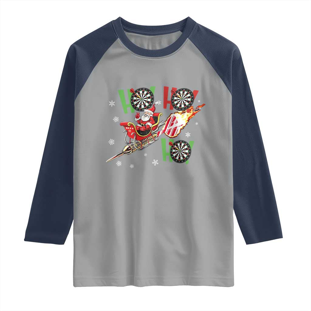 Christmas Dart Game Raglan Shirt Funny Ho Ho Ho Dart Player Holiday Gift TS12 Sport Gray Navy Print Your Wear