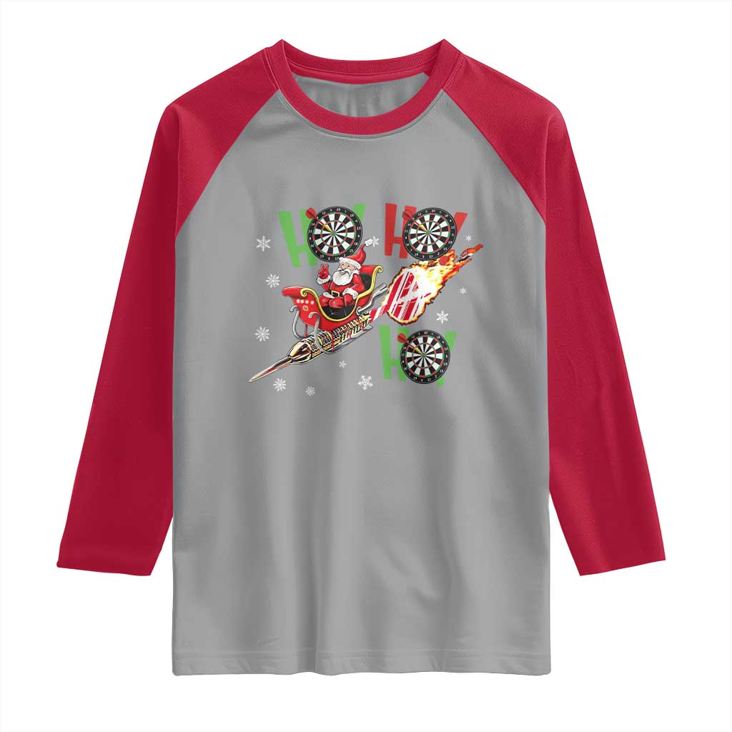 Christmas Dart Game Raglan Shirt Funny Ho Ho Ho Dart Player Holiday Gift TS12 Sport Gray Red Print Your Wear