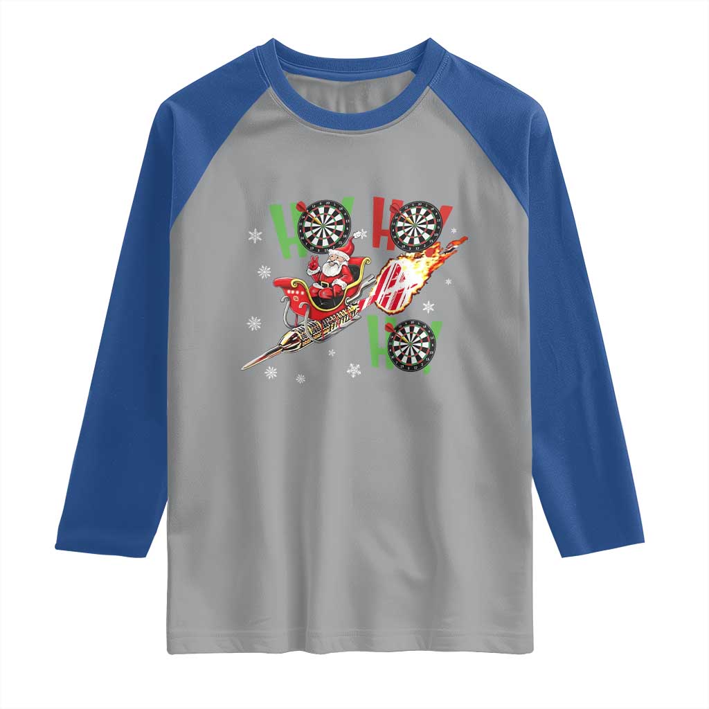 Christmas Dart Game Raglan Shirt Funny Ho Ho Ho Dart Player Holiday Gift TS12 Sport Gray Royal Print Your Wear