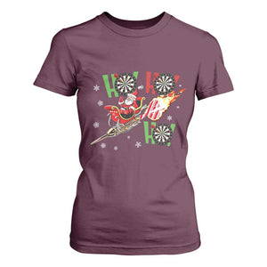 Christmas Dart Game T Shirt For Women Funny Ho Ho Ho Dart Player Holiday Gift TS12 Maroon Print Your Wear