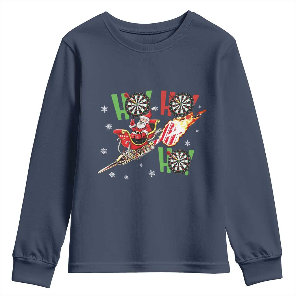 Christmas Dart Game Youth Sweatshirt Funny Ho Ho Ho Dart Player Holiday Gift TS12 Navy Print Your Wear