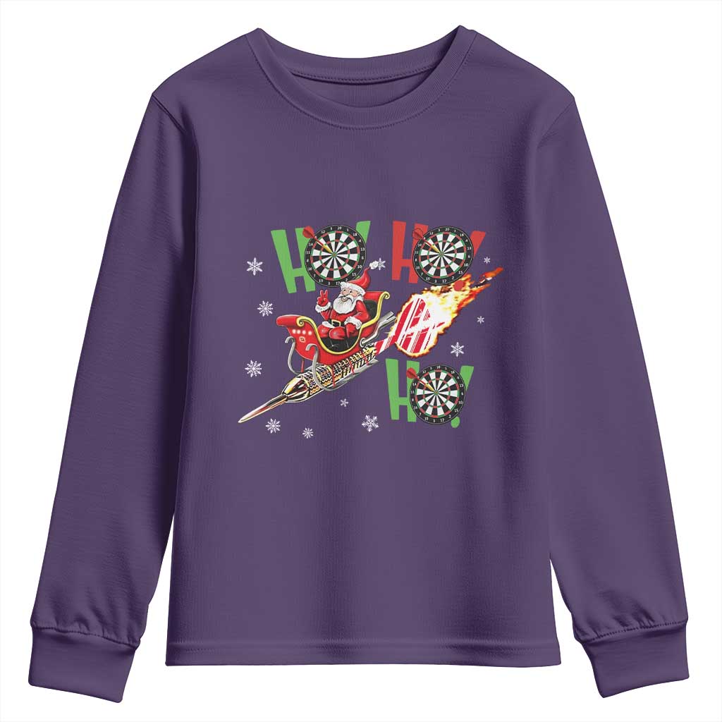 Christmas Dart Game Youth Sweatshirt Funny Ho Ho Ho Dart Player Holiday Gift TS12 Purple Print Your Wear