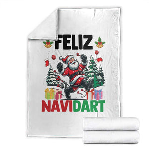 Dartist Feliz Navidart Throw Blanket Funny Santa Running From Darts Christmas Gift TS12 White Print Your Wear