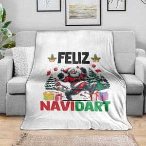 Dartist Feliz Navidart Throw Blanket Funny Santa Running From Darts Christmas Gift TS12 Print Your Wear