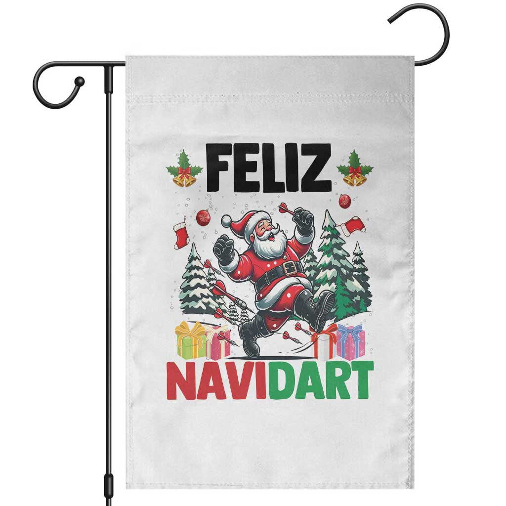Dartist Feliz Navidart Garden Flag Funny Santa Running From Darts Christmas Gift TS12 White Print Your Wear
