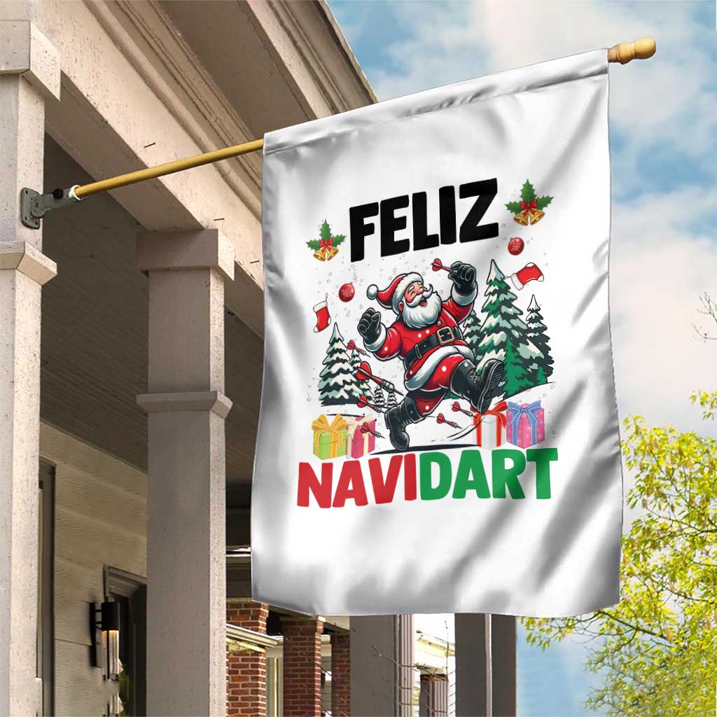Dartist Feliz Navidart Garden Flag Funny Santa Running From Darts Christmas Gift TS12 Print Your Wear