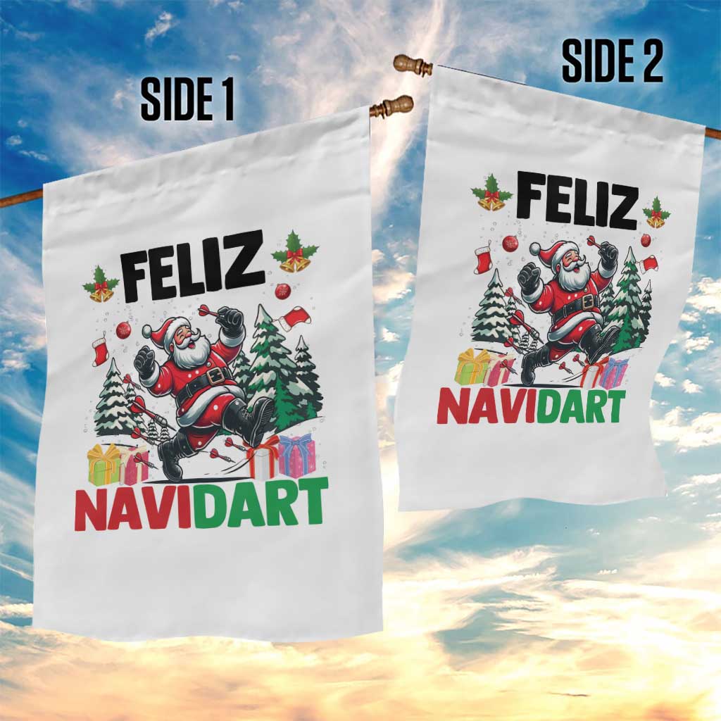 Dartist Feliz Navidart Garden Flag Funny Santa Running From Darts Christmas Gift TS12 Print Your Wear