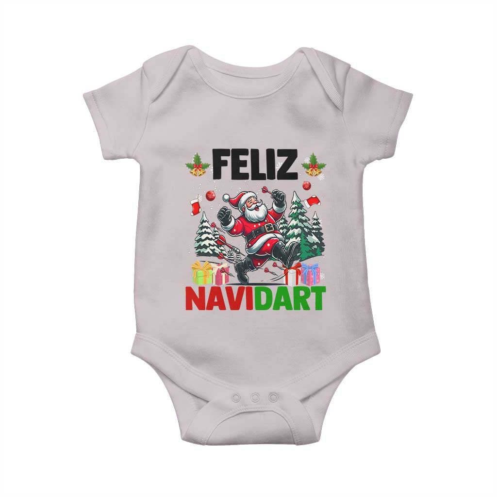 Dartist Feliz Navidart Baby Onesie Funny Santa Running From Darts Christmas Gift TS12 Ice Gray Print Your Wear