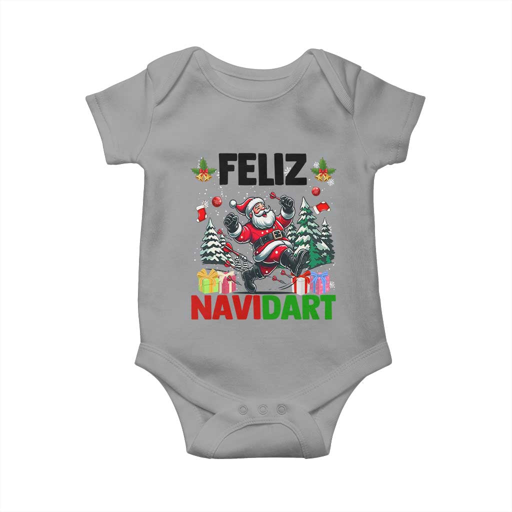 Dartist Feliz Navidart Baby Onesie Funny Santa Running From Darts Christmas Gift TS12 Sport Gray Print Your Wear