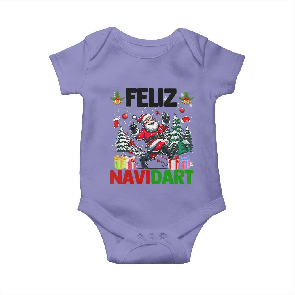 Dartist Feliz Navidart Baby Onesie Funny Santa Running From Darts Christmas Gift TS12 Violet Print Your Wear
