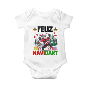 Dartist Feliz Navidart Baby Onesie Funny Santa Running From Darts Christmas Gift TS12 White Print Your Wear