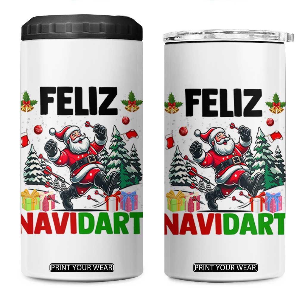 Dartist Feliz Navidart 4 in 1 Can Cooler Tumbler Funny Santa Running From Darts Christmas Gift TS12 One Size: 16 oz White Print Your Wear