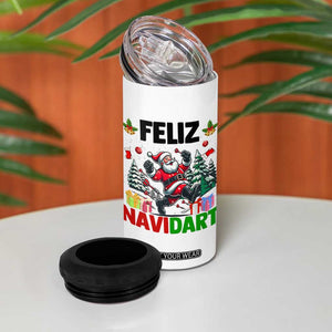 Dartist Feliz Navidart 4 in 1 Can Cooler Tumbler Funny Santa Running From Darts Christmas Gift TS12 Print Your Wear