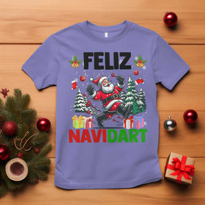 Dartist Feliz Navidart T Shirt Funny Santa Running From Darts Christmas Gift TS12 Violet Print Your Wear