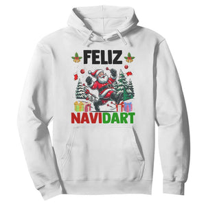 Dartist Feliz Navidart Hoodie Funny Santa Running From Darts Christmas Gift TS12 White Print Your Wear