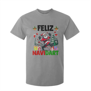 Dartist Feliz Navidart T Shirt For Kid Funny Santa Running From Darts Christmas Gift TS12 Sport Gray Print Your Wear