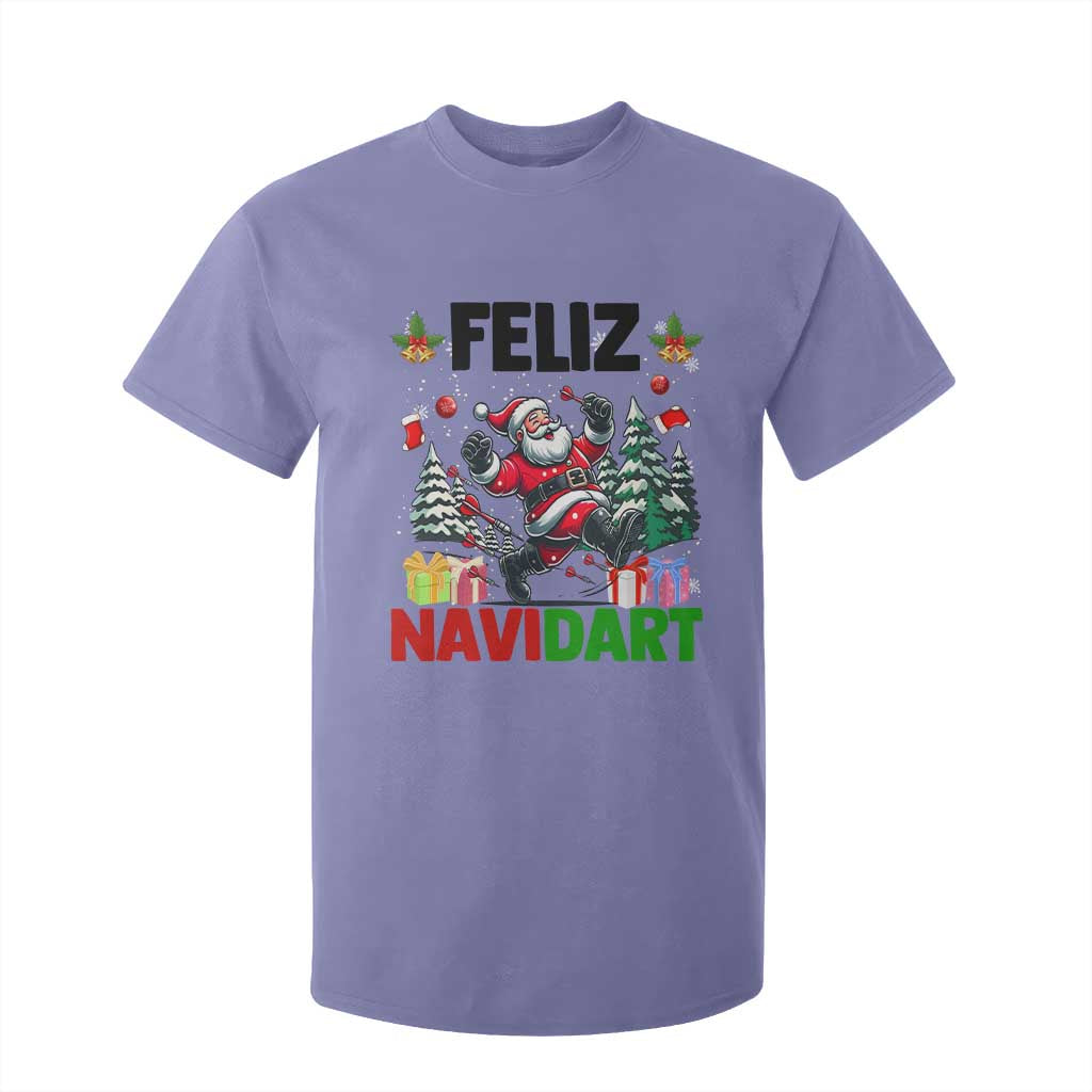 Dartist Feliz Navidart T Shirt For Kid Funny Santa Running From Darts Christmas Gift TS12 Violet Print Your Wear