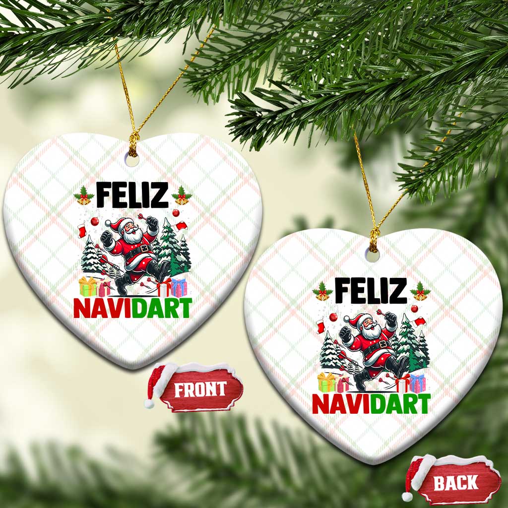 Dartist Feliz Navidart Ceramic Ornament Funny Santa Running From Darts Christmas Gift TS12 Print Your Wear