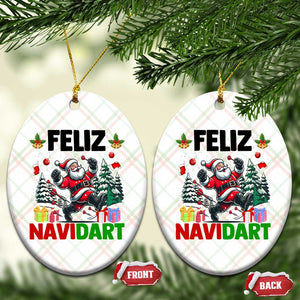 Dartist Feliz Navidart Ceramic Ornament Funny Santa Running From Darts Christmas Gift TS12 Print Your Wear