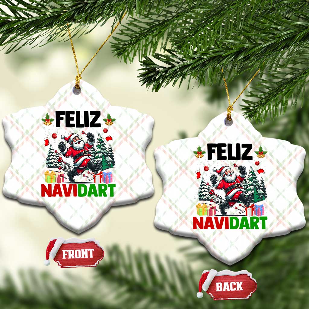 Dartist Feliz Navidart Ceramic Ornament Funny Santa Running From Darts Christmas Gift TS12 Print Your Wear