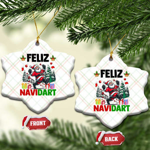 Dartist Feliz Navidart Ceramic Ornament Funny Santa Running From Darts Christmas Gift TS12 Print Your Wear