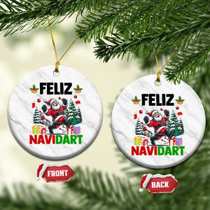 Dartist Feliz Navidart Ceramic Ornament Funny Santa Running From Darts Christmas Gift TS12 1pc White Marble Print Your Wear