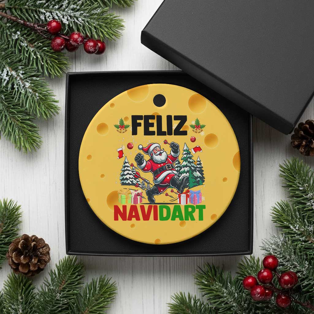 Dartist Feliz Navidart Ceramic Ornament Funny Santa Running From Darts Christmas Gift TS12 1pc Yellow Cheese Print Your Wear