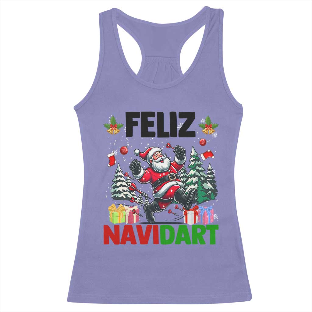 Dartist Feliz Navidart Racerback Tank Top Funny Santa Running From Darts Christmas Gift TS12 Violet Print Your Wear