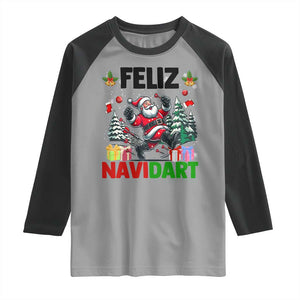 Dartist Feliz Navidart Raglan Shirt Funny Santa Running From Darts Christmas Gift TS12 Sport Gray Black Print Your Wear