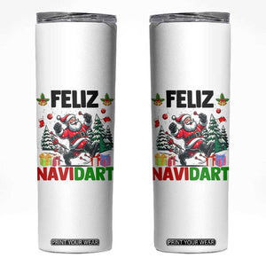 Dartist Feliz Navidart Skinny Tumbler Funny Santa Running From Darts Christmas Gift TS12 White Print Your Wear