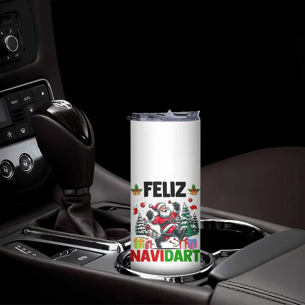 Dartist Feliz Navidart Skinny Tumbler Funny Santa Running From Darts Christmas Gift TS12 Print Your Wear