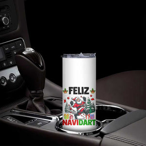 Dartist Feliz Navidart Skinny Tumbler Funny Santa Running From Darts Christmas Gift TS12 Print Your Wear