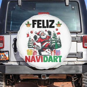 Dartist Feliz Navidart Spare Tire Cover Funny Santa Running From Darts Christmas Gift TS12 No hole White Print Your Wear