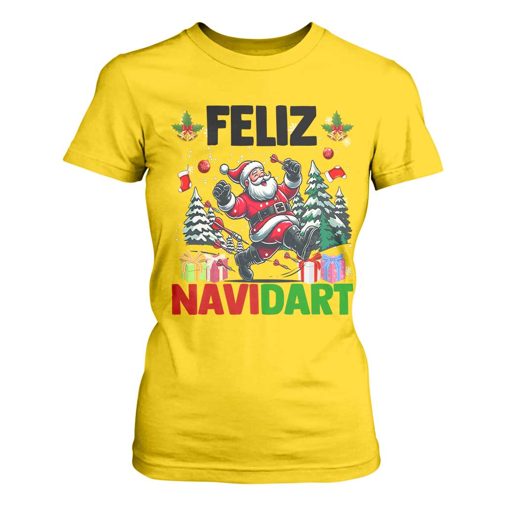 Dartist Feliz Navidart T Shirt For Women Funny Santa Running From Darts Christmas Gift TS12 Daisy Print Your Wear