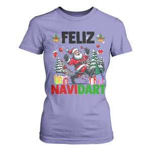 Dartist Feliz Navidart T Shirt For Women Funny Santa Running From Darts Christmas Gift TS12 Violet Print Your Wear