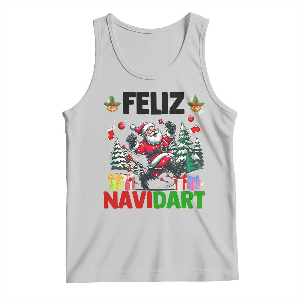 Dartist Feliz Navidart Tank Top Funny Santa Running From Darts Christmas Gift TS12 Ash Print Your Wear